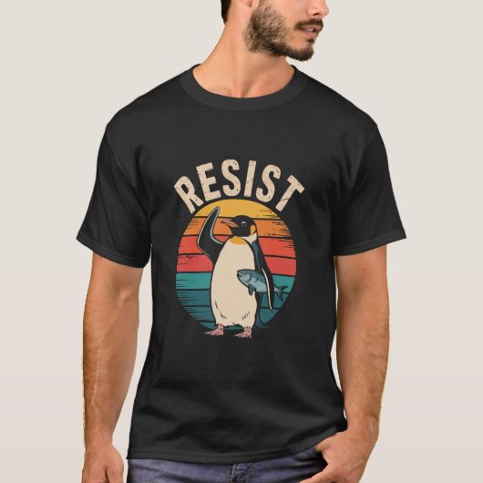 関税に抵抗するペンギンの抗議が面白い Tシャツ (正面)