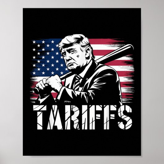 関税トランプ米国国旗の貿易おもしろい力Tess ポスター (正面)