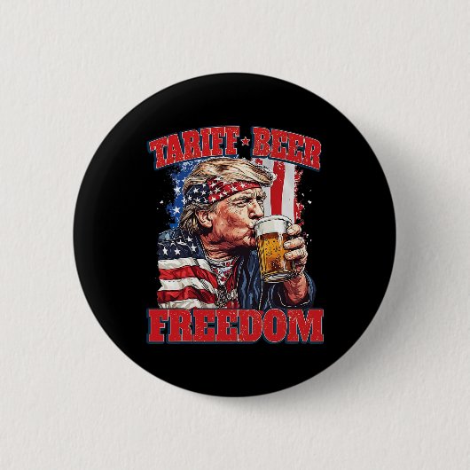 関税ビールの自由おもしろい関税トランプ 缶バッジ (正面)