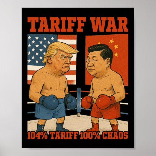 関税戦争おもしろいトランプ対習近平ボクシング試合 ポスター (正面)