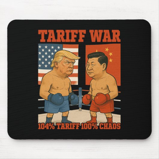 関税戦争おもしろいトランプ対習近平ボクシング試合 マウスパッド (正面)