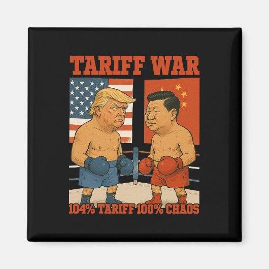 関税戦争おもしろいトランプ対習近平ボクシング試合 マグネット (正面)