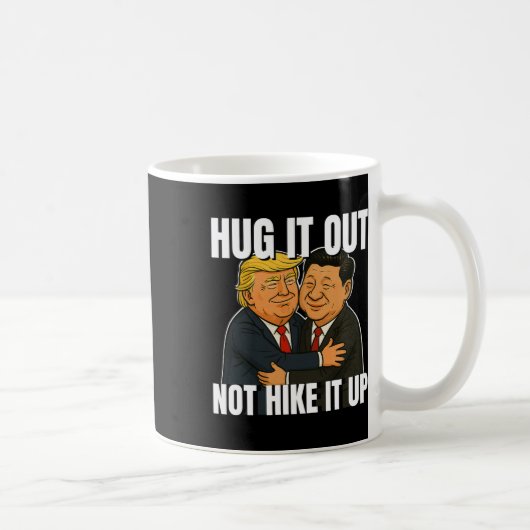 関税戦争おもしろいトランプTa抱き込み コーヒーマグカップ (右)