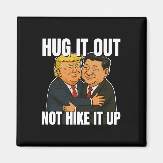 関税戦争おもしろいトランプTa抱き込み マグネット (正面)