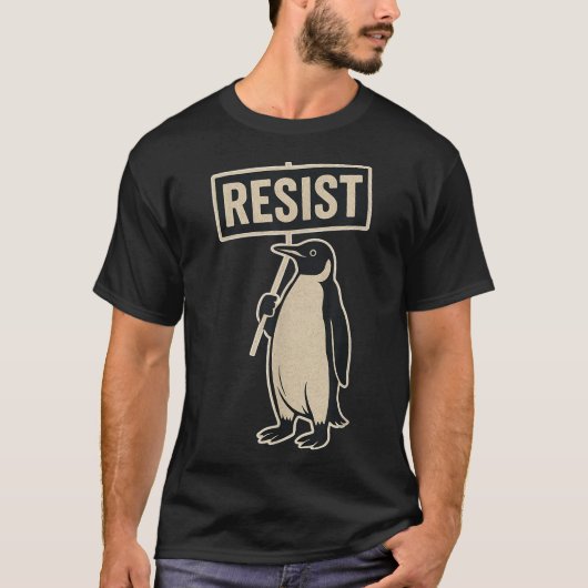 関税率グラフに抗議するペンギンに抵抗おもしろいする Tシャツ (正面)