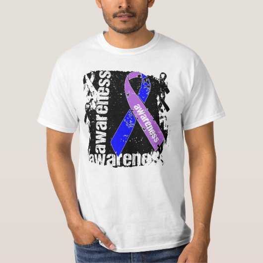 関節リウマチ認識度グランジリボン Tシャツ (正面)