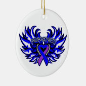 関節リウマチ認識度ハート翼 セラミックオーナメント (右)