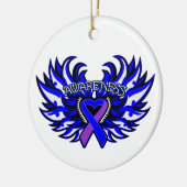 関節リウマチ認識度ハート翼 セラミックオーナメント (左)
