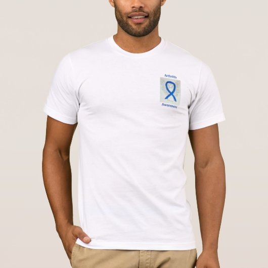 関節炎認識度ブルーリボンエンジェルカスタムティー Tシャツ (正面)