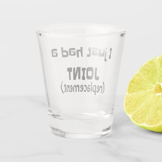 関節置換用ユーモアおもしろいノベルティ ショットグラス (裏面)