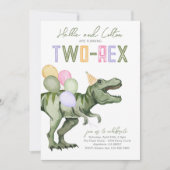関節2レックス恐竜誕生日招待状 招待状 (正面)