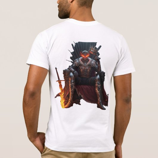 闇から生まれ、炎に冠せられる - ダークファンタジーアニメ Tシャツ (裏面)