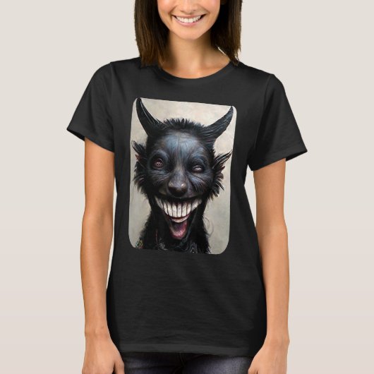 闇とオカルトの笑いサタン Tシャツ (正面)