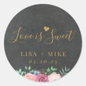 闇と金ゴールドフローラ愛は甘い結婚式の引き出物 ラウンドシール (正面)