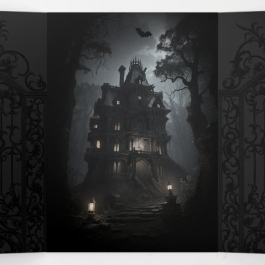 闇に誘われるハロウィンパーティーの招待状 三つ折り招待状 (内部中)