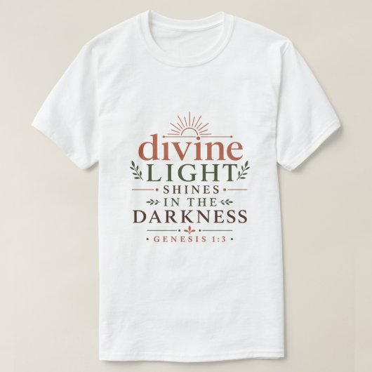 闇に輝く神の光 聖書の真実 Tシャツ (デザイン正面)
