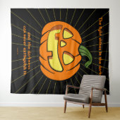 闇の中に光が輝くジャック・オ・ランタン タペストリー (インサイチュ(横))