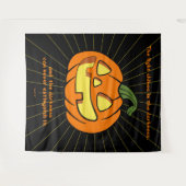 闇の中に光が輝くジャック・オ・ランタン タペストリー (正面(横))