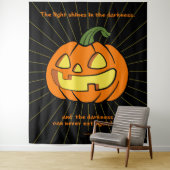 闇の中に光が輝くジャック・オ・ランタン タペストリー (インサイチュ)