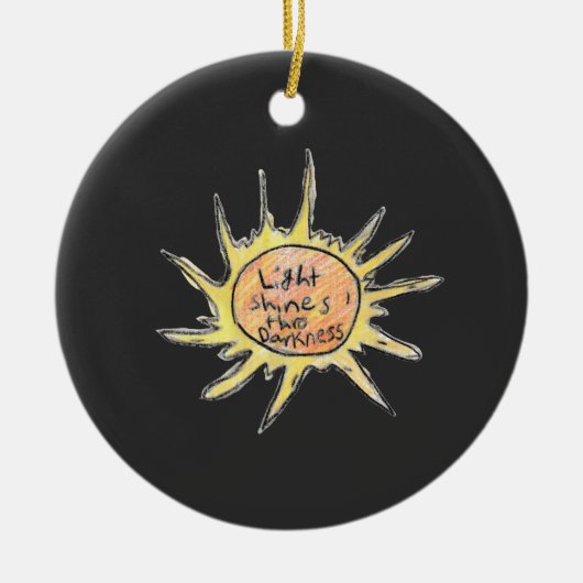 闇の中を光が輝く セラミックオーナメント (正面)