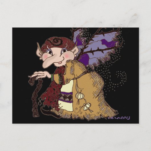 闇の妖精ババ ウクライナ民俗芸術 ポストカード (正面)