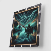 闇の魚釣り スクエア壁時計 (傾斜)