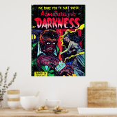 闇への冒険#9、金ゴールド時代のホラーカバー ポスター (キッチン)