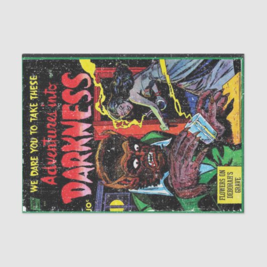 闇への冒険#9、金ゴールド時代のホラーカバー 薄葉紙 (正面)