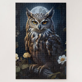 闇を見守るムーンライトフクロウ ジグソーパズル