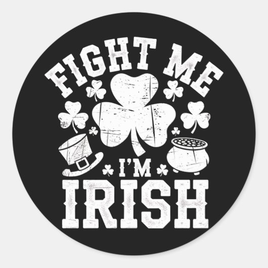闘って 私はアイルランド人 St Patrick's Day Shamrock ラウンドシール (正面)