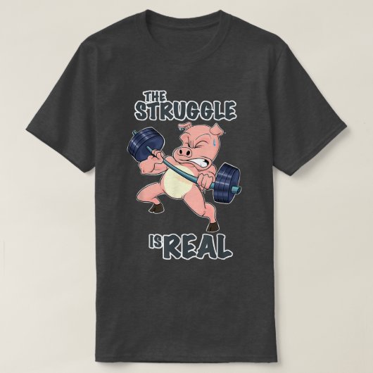 闘争は豚実在IフィットネスジムIウエイトリフ Tシャツ (デザイン正面)