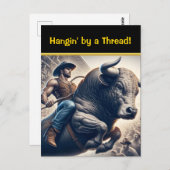 闘技場で牛に乗るカウボーイ ポストカード (正面/裏面)