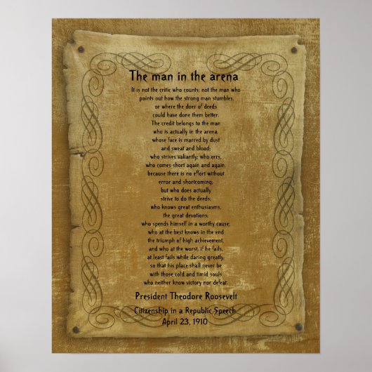 「闘技場にいる男」セオドア・ルーズベルト ポスター (正面)