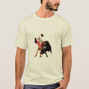 闘牛のプリントが付いているティー Tシャツ