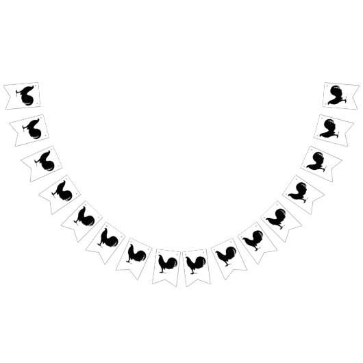 闘鶏のオンドリのシルエット バンティングフラッグ (全)