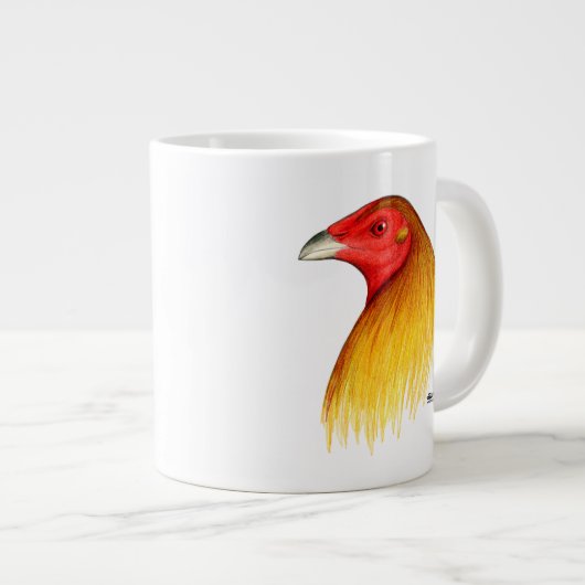 闘鶏のトサカ削り ジャンボコーヒーマグカップ (正面右)