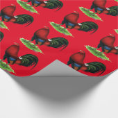 闘鶏: えんじ色 ラッピングペーパー (角)