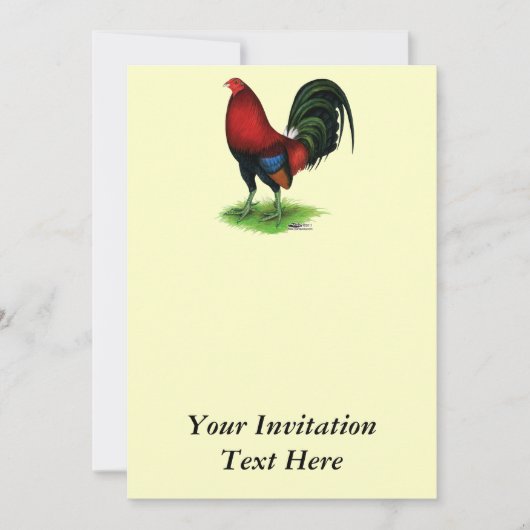 闘鶏: えんじ色 招待状 (正面)