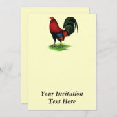 闘鶏: えんじ色 招待状 (正面/裏面)