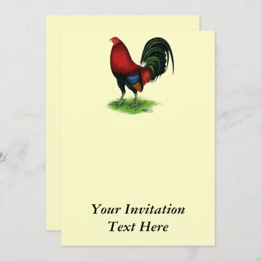 闘鶏:  えんじ色 招待状 (正面/裏面)