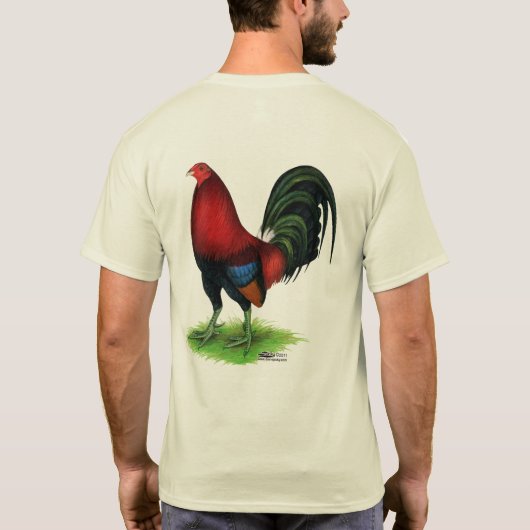 闘鶏:  えんじ色 Tシャツ (裏面)