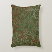 防保ろうけつ染め緑と錆の葉のパターン アクセントクッション (正面(垂直))