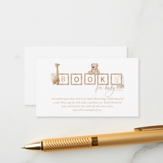 防保ニュートラル木版文字書籍ベビー エンクロージャーカード (正面/裏面インサイチュ)