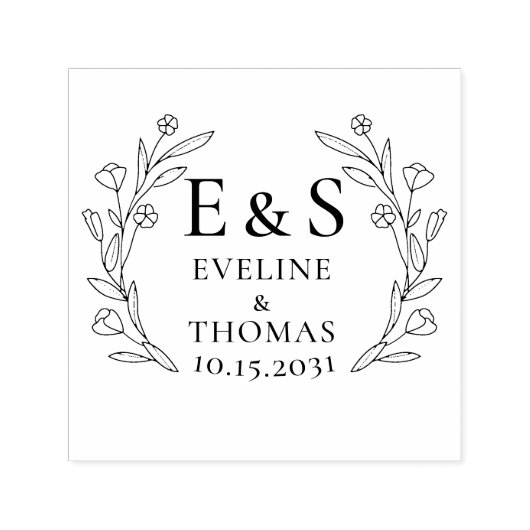 防保フローラ結婚リースのモノグラムのロゴ自印記 セルフインキングスタンプ (デザイン)