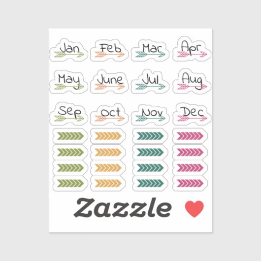 防峰の月次矢印と和紙プランナー シール (シート)