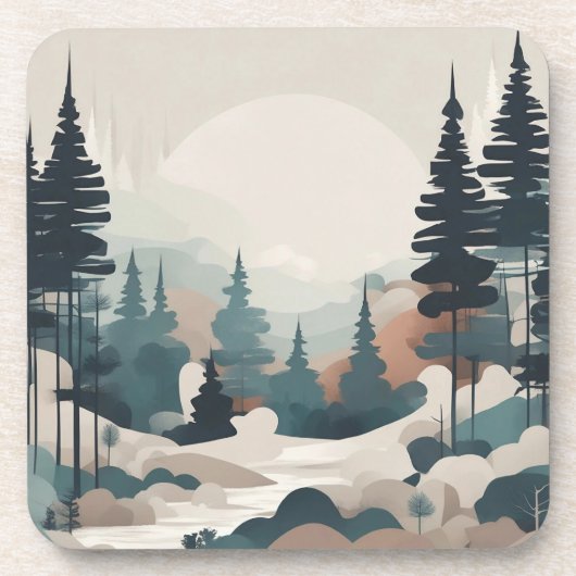 防峰の森の風景アート コースター (正面)