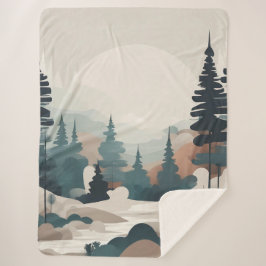防峰の森の風景アート シェルパブランケット