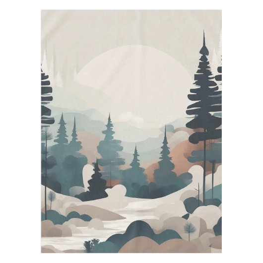 防峰の森の風景アート テーブルクロス (正面)