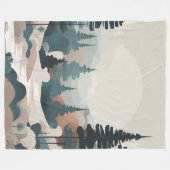 防峰の森の風景アート フリースブランケット (正面(横))