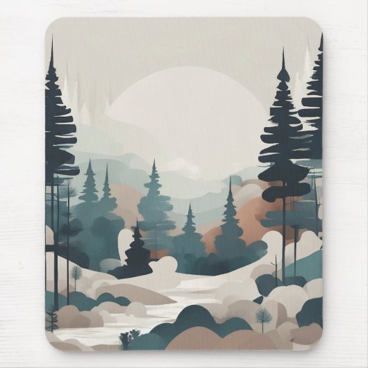 防峰の森の風景アート マウスパッド (正面)